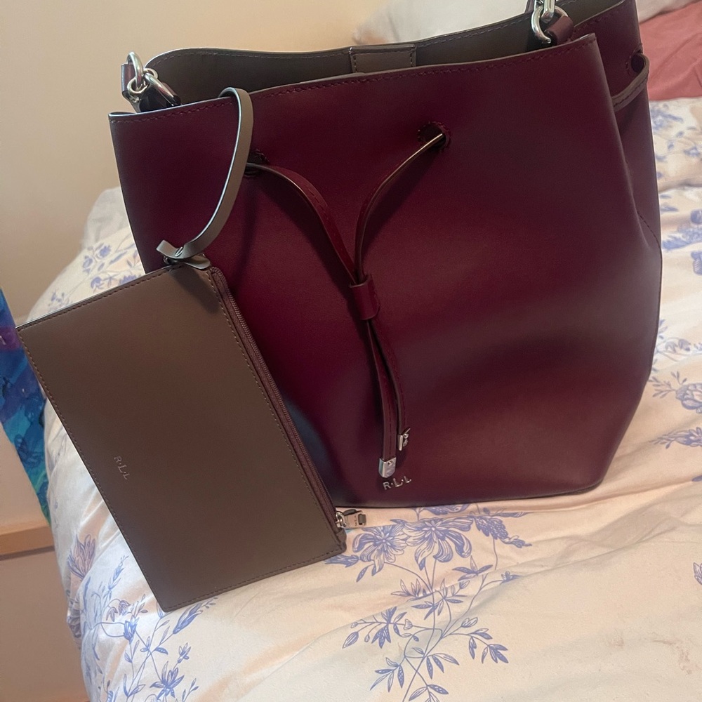 Ralph Lauren Burgundy Bucket Bag